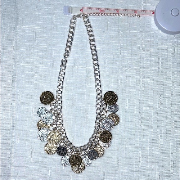 Francaise Republique | Chic Silver and Gold Coin Necklace Bohemian NWOT - Picture 3 of 8